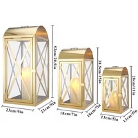Farol de Piso de Acero con Acabado Dorado y Diseño Recortado para Decoraciones Festivas de Ramadán/Eid/Hajj, Tamaño y Logotipo Personalizables