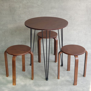 Minimalist Design Cafe Furniture Combo Set 1 Round <b>Table</b> (60cm) and 3 Square <b>Stools</b> for Coffee Shops and Restaurants CBCF270 - Product Image 3