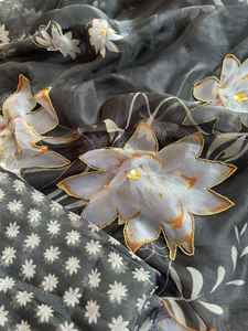 Duyên dáng nhẹ bán lụa Ấn Độ Saree hiện đại mô hình in kỹ thuật số tuyệt đẹp pallu biên giới phong cách dân tộc phong cách mềm mại - Product Image 3