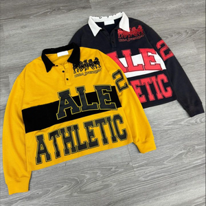 Polos de Rugby personalizados de alta calidad para hombre, ropa de calle de manga larga, polos a rayas con serigrafía, lona bordada - Product Image 1