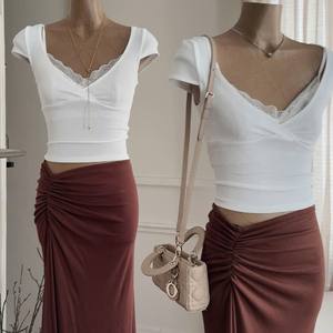 OEM Casual Sexy Knit Crop Top and Long <b>Skirt</b> Set for Women - Product Image 4