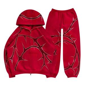 Conjunto personalizado de Sudadera con capucha de algodón para hombre, conjuntos de joggers deportivos con estampado de farol, chándal informal holgado Unisex - Product Image 3