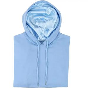 Luxury Cotton Pullover <b>Men's</b> <b>Hoodie</b> High Quality <b>Pink</b> Silk Satin Lined Long Sleeve Custom Embroidered for Winter Use - Product Image 5