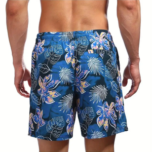 Pantalones cortos informales de algodón de cintura media para hombre, cintura alta, respetuosos con el medio ambiente, servicio OEM, pantalones cortos calientes con cordón, antiarrugas, estampado sólido - Product Image 1