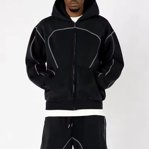 Sweat à capuche zippé sur mesure pour hommes Pull d'hiver classique uni avec manteau chaud à manches longues et fermeture éclair Veste de sweat en gros - Product Image 2