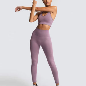 Ensemble de leggings de yoga pour femmes sur mesure, respirant, soutien-gorge de sport sexy, taille élastique, legging de sport, motif uni, nouveau design tendance - Product Image 5