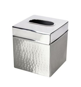 Caja de pañuelos con plata alemana martillada en base de madera Juego de tocador Soporte de caja de pañuelos de metal de acero - Product Image 3