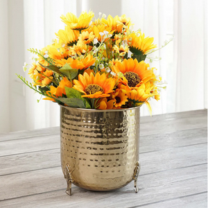 กระถางต้นไม้ดีไซน์ใหม่พร้อมขาตั้งโลหะ กระถางต้นไม้แบบตั้งพื้น กระถางดอกไม้ทองเหลืองสีทอง - Product Image 3