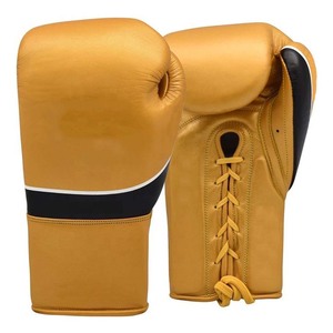 Gants de boxe en cuir doré à marque privée, gants de compétition de boxe professionnels OEM, fabricant de gants de compétition de boxe en gros - Product Image 1