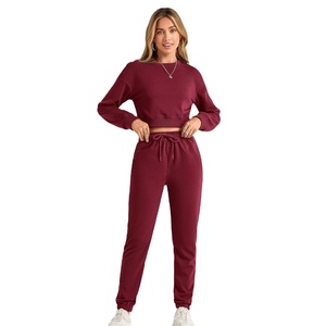 Sweat-shirt et pantalon de survêtement vintage en molleton de coton pour femme, coupe longue, avec logo personnalisé, idéal pour la gym et les loisirs, collection automne, couleur unie, décontracté, best-seller - Product Image 6