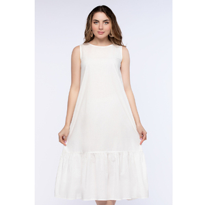 Meilleures ventes de robe longue décontractée pour femmes, couleur blanche, sans manches, fabrication en gros OEM ODM, méthode de tissage tissé - Product Image 1