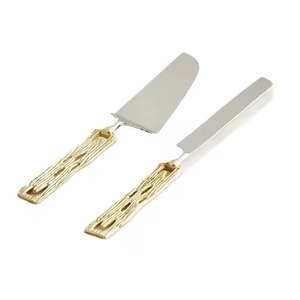 Gold Wedding Cake Knife Server Set Engraved Pastry <b>Pie</b> & Pizza Cutter Birthday & Bridal Gift Cutting Cakes - Product Image 2