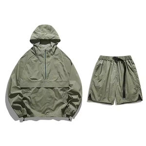Hommes Ensembles Deux Pièces Personnalisé Coupe-Vent Shorts et Veste Survêtement Réfléchissant Zip Up Nylon Deux Pièces Coupe-Vent Short Ensemble - Product Image 1