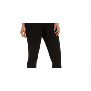 Leggings de mujer Style & Co negros con adornos de copo de nieve, talla M pequeña, elásticos de punto con elastano, control de abdomen y cintura con logo estampado. - Product Image 2