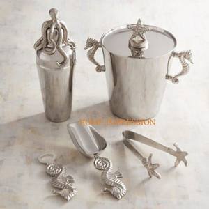 Hammered Shiny Mirror Polished Metal Wine Bottle Bucket Horn Handles for Bar Parties Table Decorative Ice Bucket Beverage <b>Tub</b> - Product Image 2