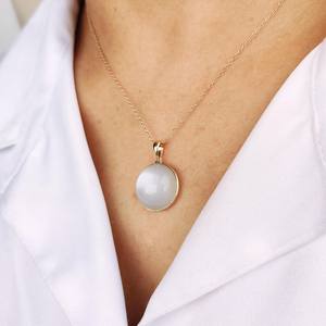 Pierre de lune blanche naturelle ronde coupe 14k pendentif en or 17x17mm bijoux en or de mode fine pour les femmes de l'usine de bijoux en gros - Product Image 4