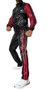 Trending Fashion Glossy Chándal para hombres Venta al por mayor Slim Fit Men's Two Piece Zipper Colored & Sweatpants Street Wear Chándal - Product Image 6