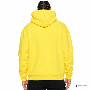 Sweat-shirt à capuche en molleton jaune pour homme, respirant, avec poche, imprimé, coupe ample, décontracté, pour l'hiver - Product Image 2