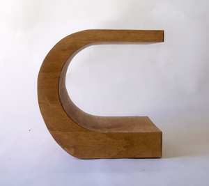 Curved Crescent Solid Wood End Table In Golden Oak Finish Half Moon <b>Nightstand</b> Modern Side Table For Living Room Bedroom Use - Product Image 3