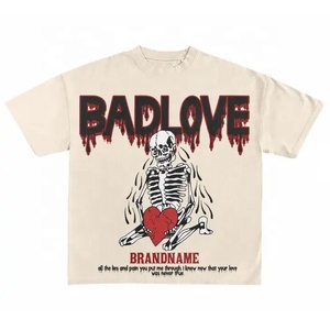 Impresión gráfica personalizada Y2K Streetwear moda camiseta para hombres ropa de verano 100% algodón gota hombro recortado hombres camiseta - Product Image 4