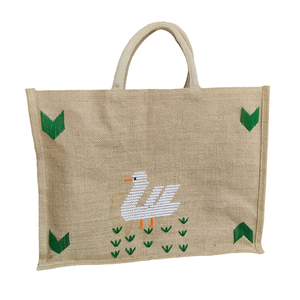 กระเป๋าผ้าปอกระเจาพร้อมกระเป๋าเครื่องสำอางปักปกปิดทันสมัย - Product Image 5