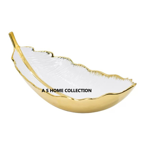 Handcrafts Golden Leaf Dish Bowl <b>Interior</b> Decoration <b>Accessories</b> Fruits Snacks Bowl Home Decor Crafts Serving Bowls For Parties - Product Image 1