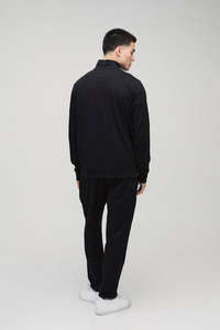 Ensemble sweat-shirt à col montant léger et basique noir à coupe régulière et pantalon de jogging fuselé décontracté, grande taille, imprimé hiver avec strass - Product Image 2