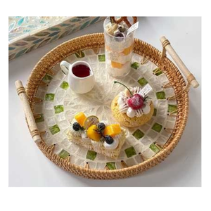Meilleure vente à la main forme ronde rotin plateaux de service personnalisé matériel naturel cuisine paniers de rangement accessoires de décoration - Product Image 2