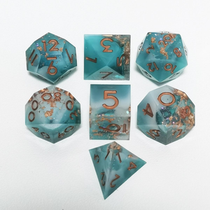 Juego de Dados de Resina con Brillantina de Colores |   Dados Poliédricos Personalizados con Bordes Afilados para Juegos de Rol - Product Image 2