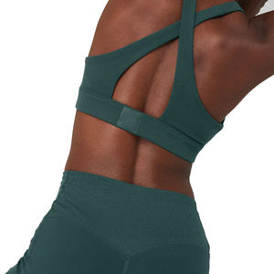 Top Quality Design Women Sea <b>Green</b> Colour Stretchable Round Neck Cross Back <b>Sports</b> <b>Bra</b> and High Waist Leggings - Product Image 4