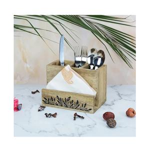 Porta Servilletas de Madera Hecho a Mano de Primera Calidad, Estilo Rústico de Granja |   Organizador para Cocina, Mesa de Comedor y Cafetería para el Hogar - Product Image 4