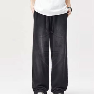 Best-Selling Men's High Quality Acid Wash Canvas <b>Trousers</b> Winter Cotton Gym Wear Mid Waist Custom Wholesale Casual Sport Style - Product Image 5