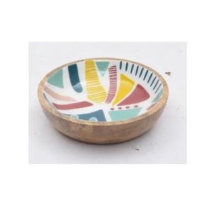 Tazón de servicio de madera tallada con revestimiento de esmalte para el hogar a precio económico, tazón de madera de diseño clásico para venta al por mayor - Product Image 2