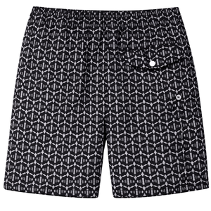 Shorts de bain recyclés pour hommes, motif abstrait noir, séchage rapide, avec cordon de serrage à la taille et poches - Product Image 2