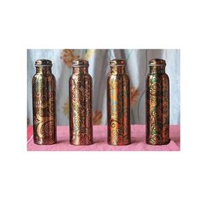 Botella de agua de cobre con estampado Ayurvédico más vendida, botella de agua impresa personalizada de alta calidad, beneficios para la salud, usos para gimnasio - Product Image 1