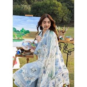 Ensemble de chemise brodée ELAF 3 pièces avec dupatta imprimé en mousseline et pantalon - BIC-4806 - Product Image 2