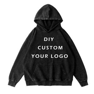Su propio diseño Logotipo de la marca Imagen Sudaderas con capucha personalizadas Vintage Lavado ácido manga larga Algodón Hombres Mujeres Casual Sudaderas con capucha de dibujos animados - Product Image 3