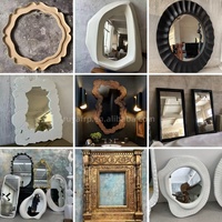 Miroir décoratif rustique en bois naturel sculpté à la main, miroir d'appoint de luxe pour la décoration de la maison, cadre en bois fait main