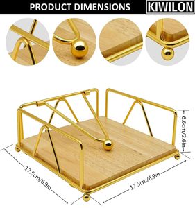 Hot Selling Gold Powder Coated Metal Tissue Holder Napkin Stand Tabletop Eco Friendly Household Decor Custom American Style - Product Image 4