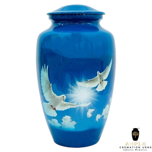 Urna de aluminio hecha a mano pegion diseño grabado urnas de cremación | Revestimiento Meena | Diseño a prueba de fugas (recuerdo y opciones grandes) - Product Image 2