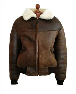 Chaqueta de moto de piel de oveja Real para hombre Punk británico invierno otoño Slim Fit Vintage Cuello de piel chaqueta de cuero genuino - Product Image 5