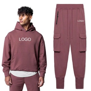 Ropa deportiva de moda de algodón 100% para hombre, Sudadera con capucha y pantalones de chándal para invierno, ropa informal para hombre - Product Image 1