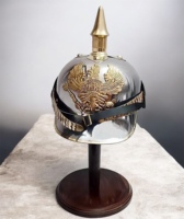 Casque Pickelhaube Prussien Allemand Fait Main en Cuir, Objets Historiques de Collection, Casque d'Officier Impérial à Pointes, Motifs Animaux et Floraux