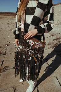 Sac bandoulière en cuir véritable bohème gypsy fait main de haute qualité, dernière mode féminine, meilleur sac léger à fleurs occidental - Product Image 4