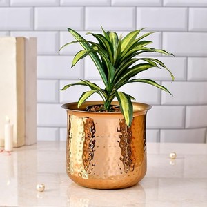 Maceta de metal martillado dorado de calidad superior para decoración de restaurante de jardín interior a bajo precio - Product Image 2
