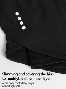 Shorts de course noirs à taille haute, dernière tendance, avec volants, séchage rapide, en spandex et polyester, design sportif pour femmes - Product Image 5