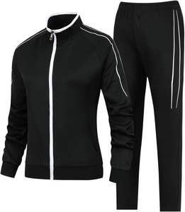 Survêtement athlétique 2 pièces pour femme Sweat-shirt d'entraînement à fermeture éclair complète avec vestes et pantalons actifs - Product Image 1