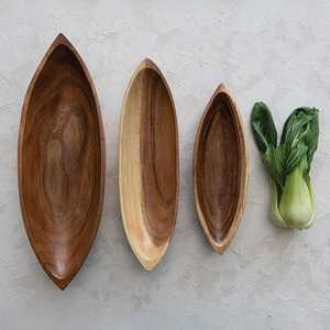 Cuenco decorativo de madera de teca de forma oblonga grande recién llegado, regalos de decoración navideña de madera para uso doméstico, precio al por mayor - Product Image 4