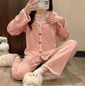 Soft Breathable Skin-Friendly 2-Piece Nightwear Womens Bear Print Long Sleeve Pajama Set - Product Image 5