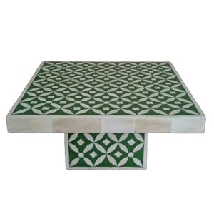 Support à gâteau en incrustation d'os couleur verte fait à la main des fêtes polies brillantes décorer des outils de cuisson en incrustation d'os de forme carrée - Product Image 1